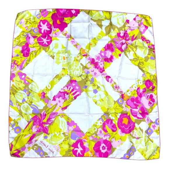 Vintage Jeanne Lanvin Paris 100% Silk Scarf 29" Floral Lattice Made In France - Picture 7 of 7